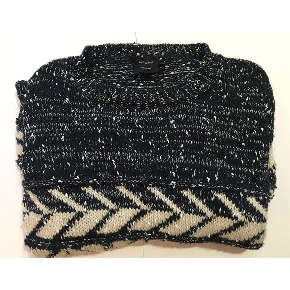 Cliche Couture Womens Pullover Chunky Sweater Geometric Pattern Medium M Gray - Picture 5 of 12